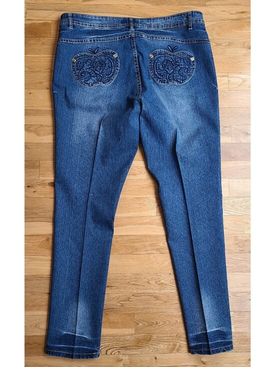 Apple Bottoms Denim - Vintage Apple Bottoms Jeans Sz 16 Blue Tapered Y2K Embroidered Apple Sexy 90s
